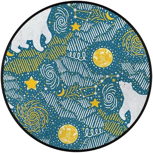Miniatura 2 de Alfombra redonda de estrella de oso polar de 3 pies, alfombra circular pequeña, suave, antideslizante, lavable, alfombra ultrafina para entrada,