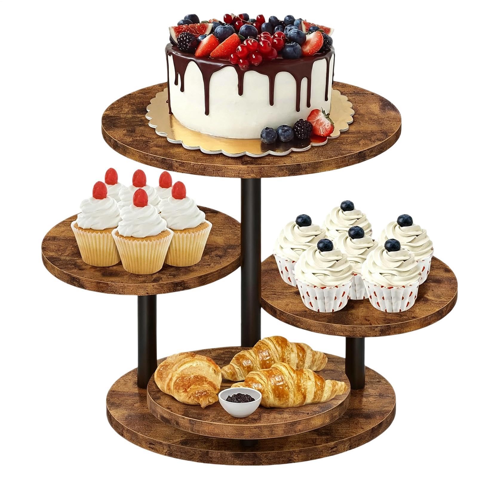 Generico Torre Cupcake Supporto Porta Dolci A 4 Piani | Torre Girevole Per Torte 360° Per Brunch Buffet Casa Cucina Caffè Pasticceria Feste Riunioni Familiari Ristorante Hotel