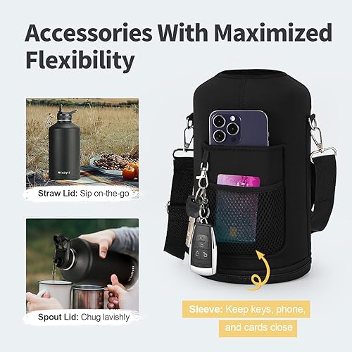 Miniatura 3 de Botella agua deportiva un galón, aislamiento triple pared al vacío, acero inoxidable, asa cuerda paracaídas, calcomanía, frío 48 horas, a prueba de