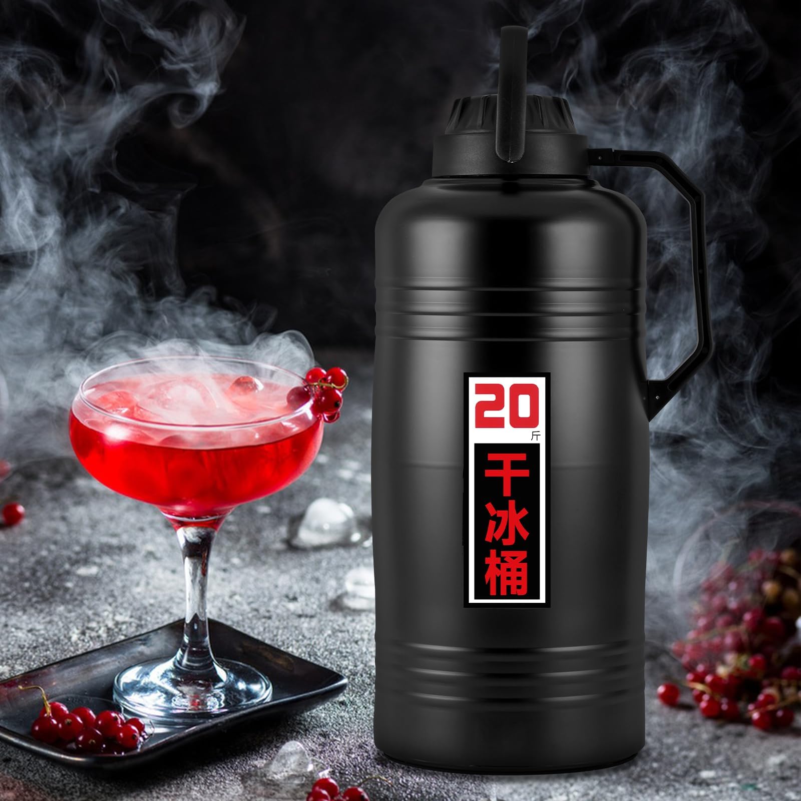 Dry Ice Bucket 10kg Large Capacity - 304 Stainless Steel Insulation Container for Seafood Preservation, Cocktail Making & Dry Ice Storage