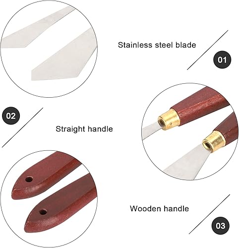 Miniatura 2 de Juego de cuchillos de pintura de 4 piezas, cuchillo de paleta de acero inoxidable, espátula, espátula, espátula, espátula, raspador de mezcla, para
