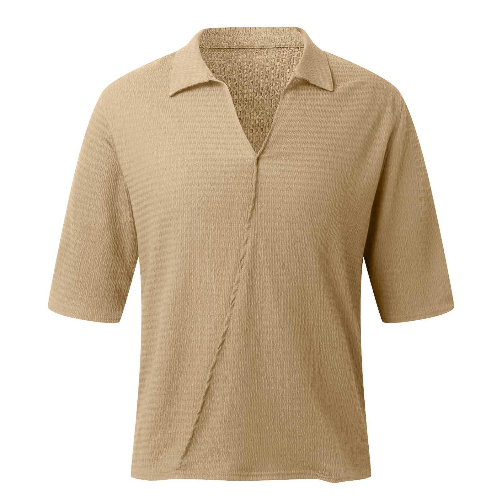 Herren Sommer Leinenanzug 2-teiliges Outfit Kurzarm Button Down Shirt Lose Hosen Sets