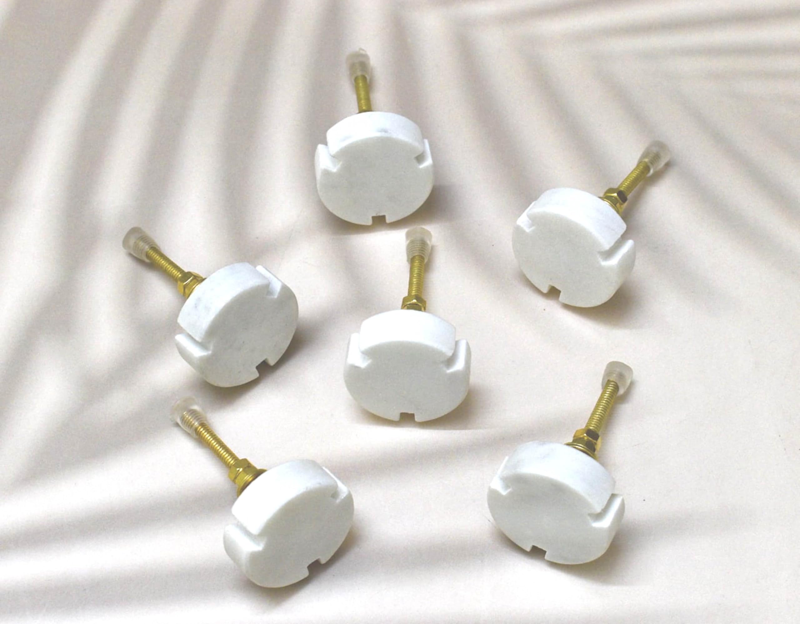 ARTISNO Round White Marble Knob Set of 6, Modern Cabinet Knob, Decorative Hardware, Furniture Hardware, Cabinet Handles, Dresser Pull - Image 2