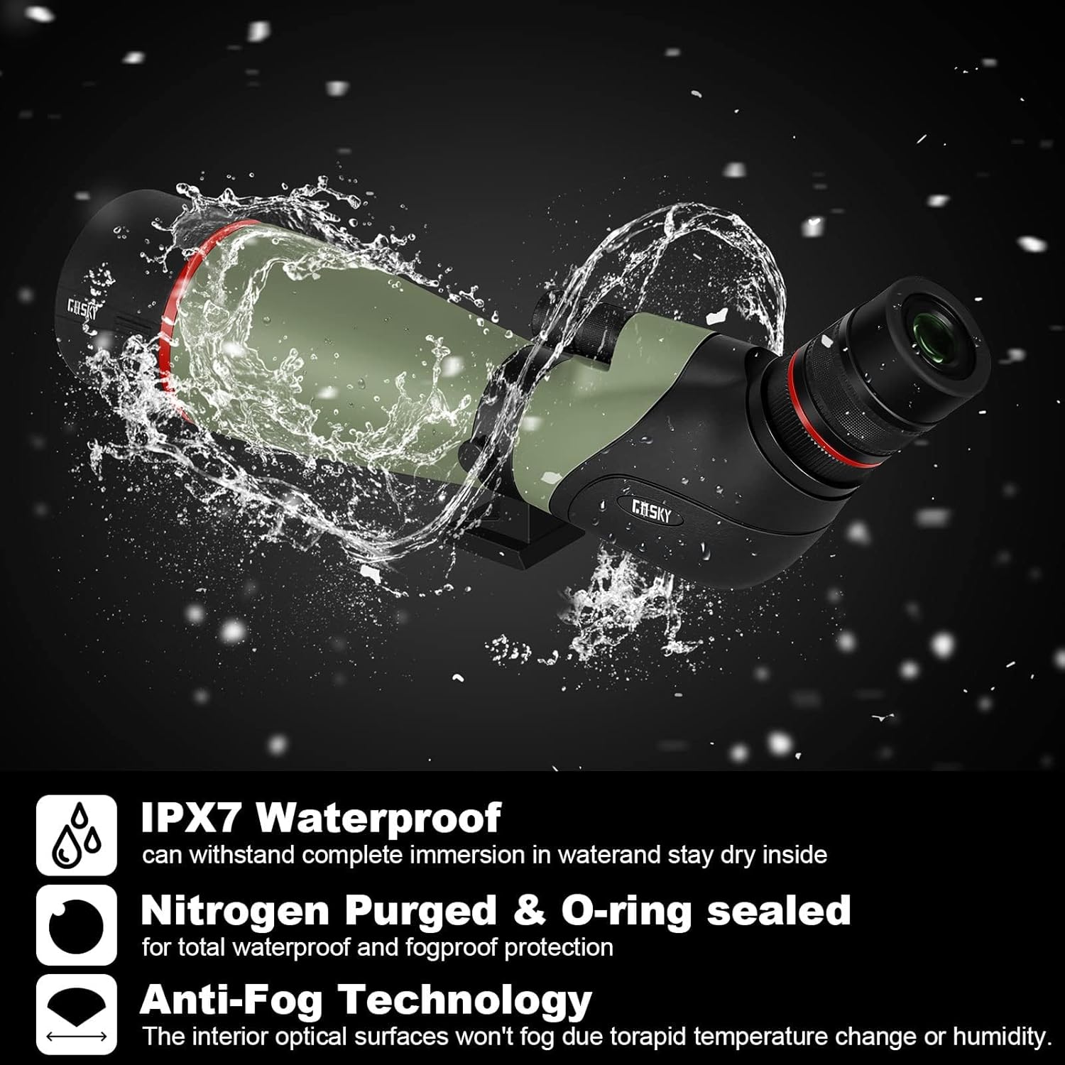 Gosky 20-60X80 HD Dual Focusing Spotting Scope, BAK4 Prism 45 Degree Angled Eyepiece with Tripod, Smartphone Adapter, Scope for Bird Watching Target Shooting Hunting Wildlife Scenery - Image 3