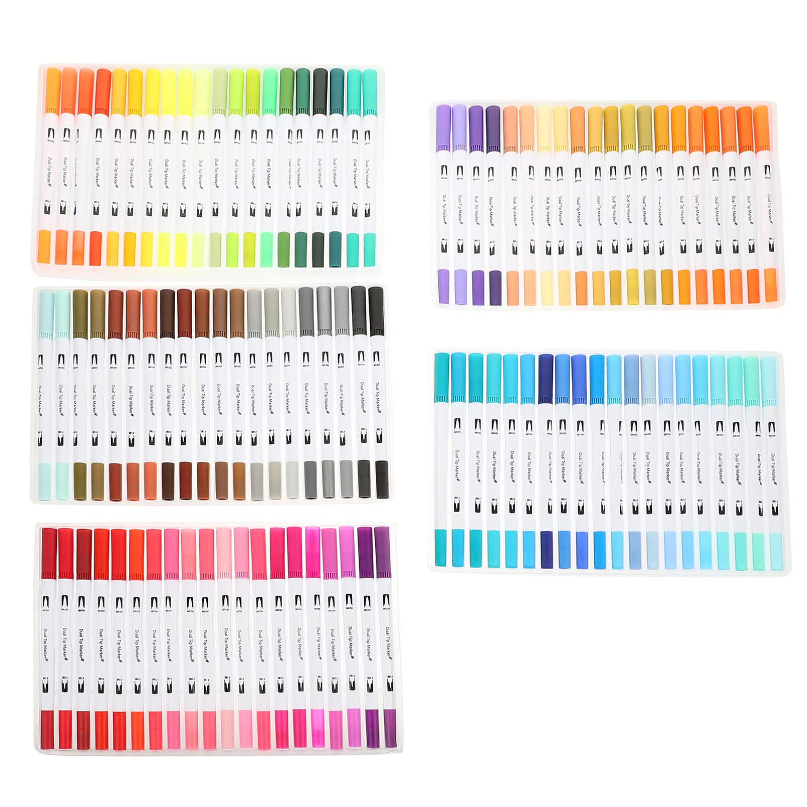NUOBESTY 100pièces Lot de Feutres à Pointe Pinceau pour Coloriage Carnets et Feutres à Double Pointe pour Garçon Fille et Adultes