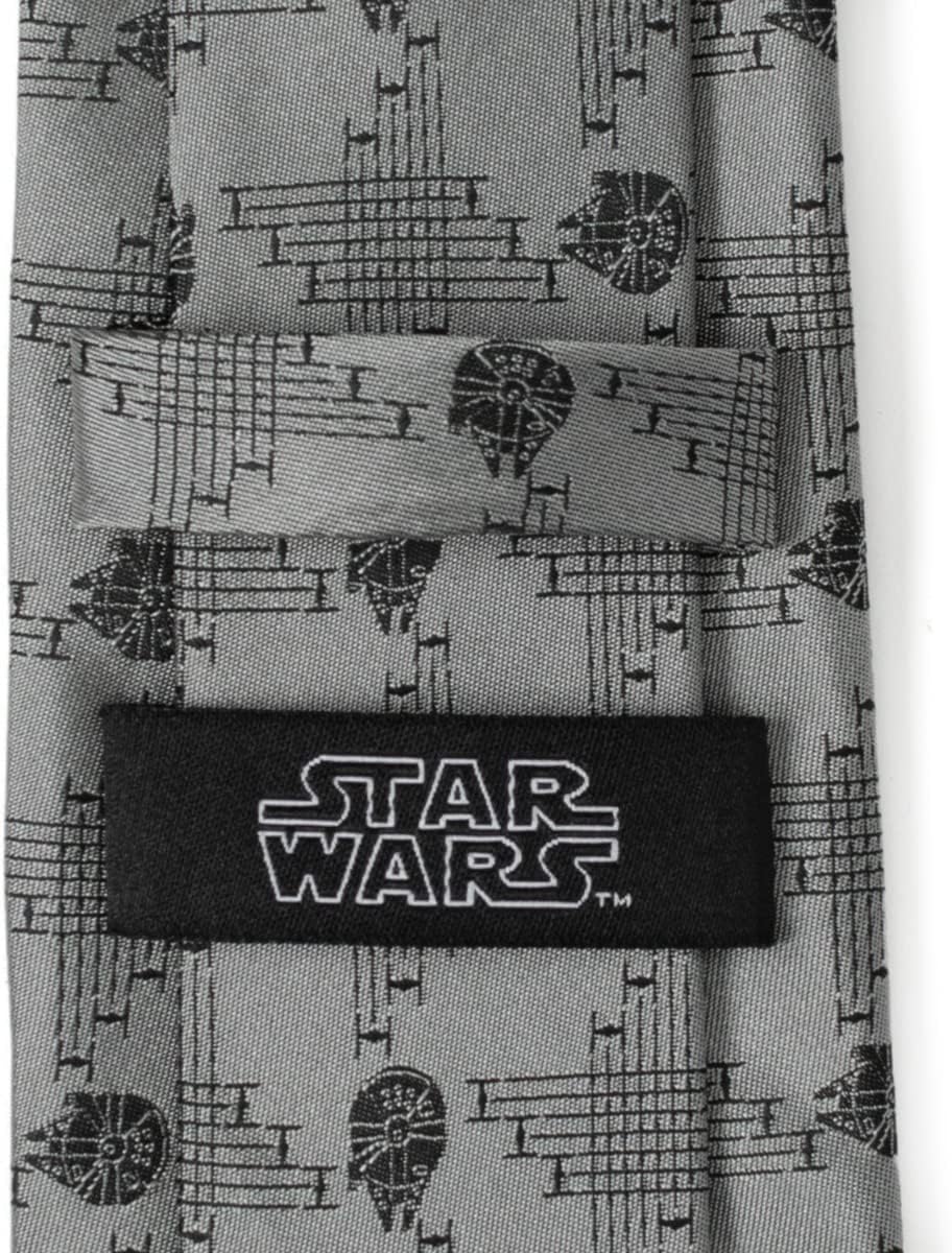 Cufflinks Inc. Millennium Falcon Gray Men's Tie, Officially Licensed by Lucasfilm LTD.
