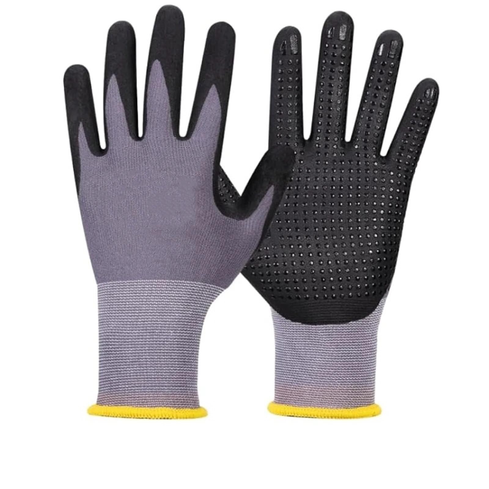 Guanti Da Lavoro Antiscivolo Guanti da lavoro in maglia senza cuciture rivestiti in microschiuma di nitrile 1/3 pezzi con impugnatura a punti for giardino meccanico(3Pairs,XL)