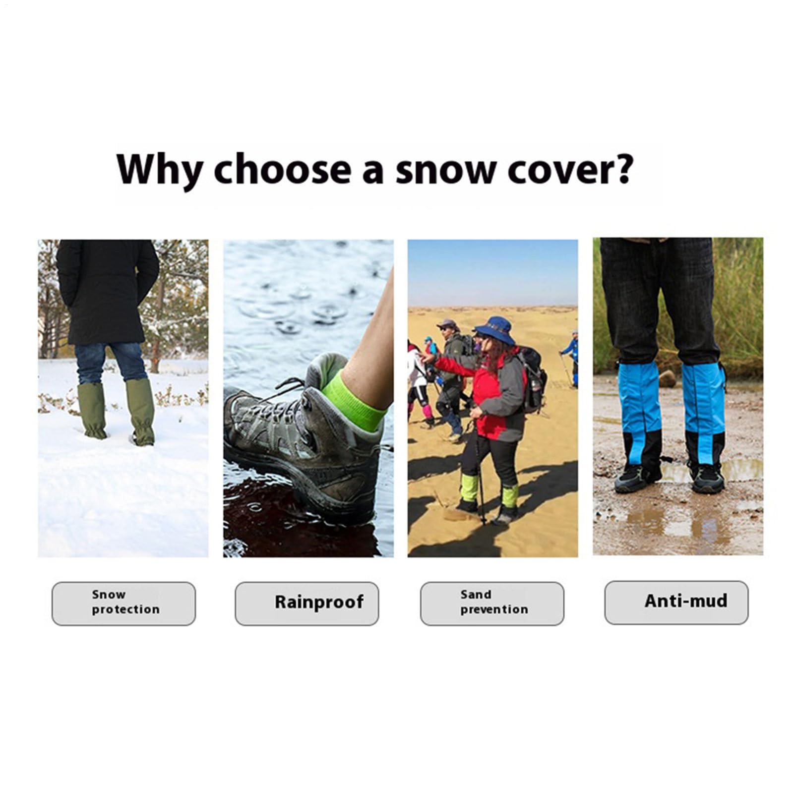 Polainas para Senderismo - Cubrezapatos para Raquetas de Nieve Transpirable Ajustable para Trekking