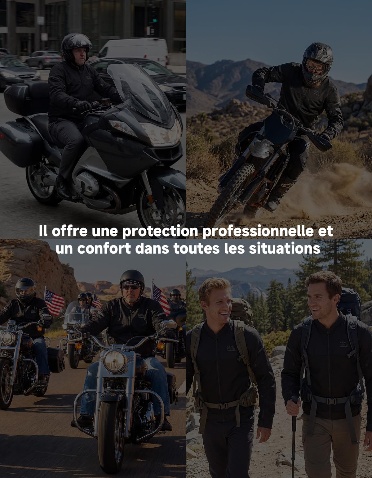 KEMIMOTO Veste Moto Homme, Blouson Moto avec Protections Conforme CE Amovible, Veste Motos Été en Maille Respirant pour Blouson Motard Scooter VTT Enduro