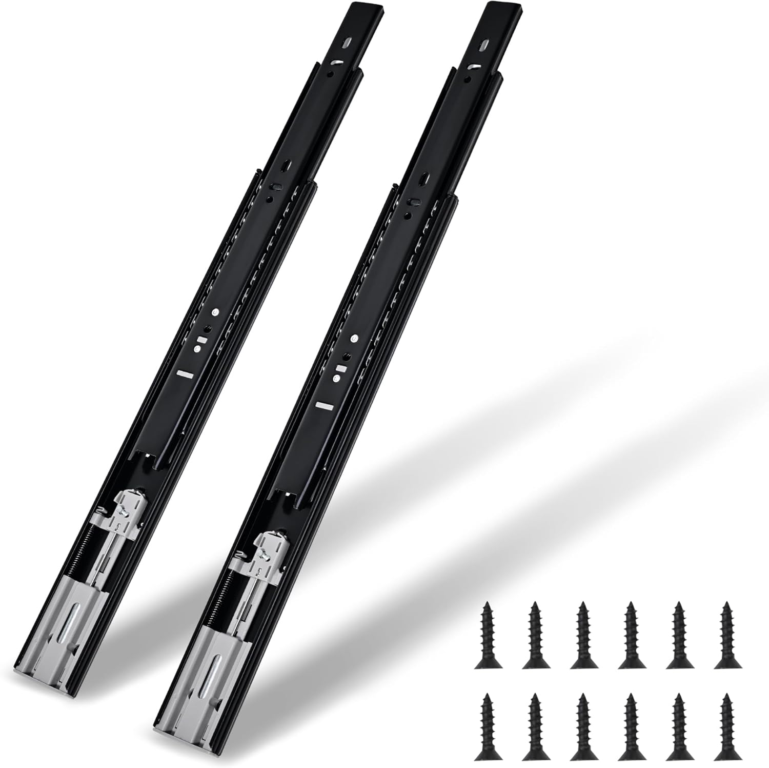 Soft Close Drawer Slides Full Extension 22 Inch Ball Bearing Drawer Slides Heavy Duty Drawer Slider Drawer Glides Side Mount Cabinet Sliders Black -10 Pairs