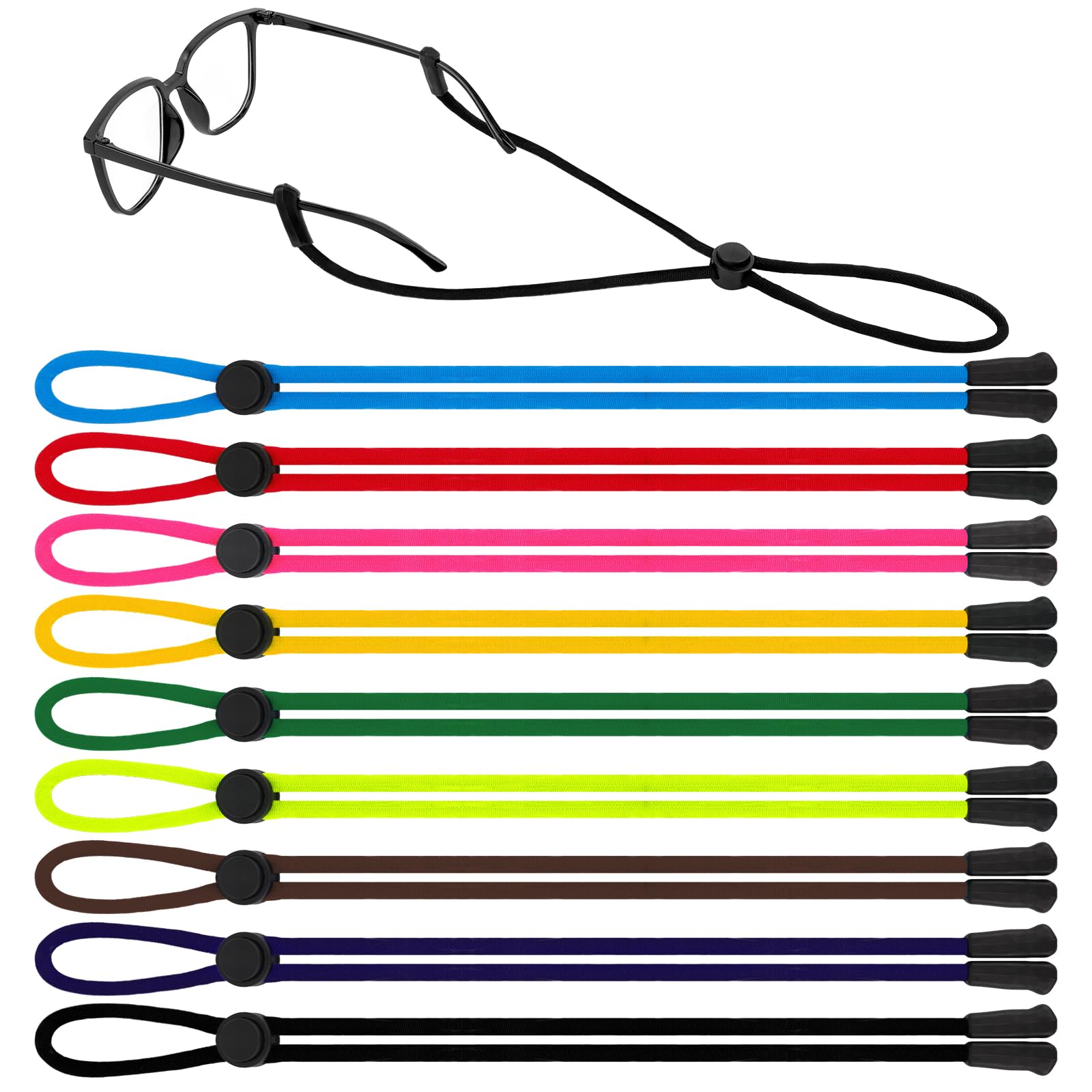 Hifot 9 Piezas Cordon Gafas, Cordones para Gafas Cadena Gafas Ajustables, Multicolor Cuerda gafas Deportivas, Correa Gafas de sol Antideslizante Cordon Gafas para Mujer Hombre Niños