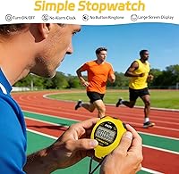 Vista 2 de FCXJTU Digital Simple Stopwatch Timer, No Bells, No Alarm, Simple Basic Operation, Silent, Clear Display, ON/Off, Large Display for Swimming Running