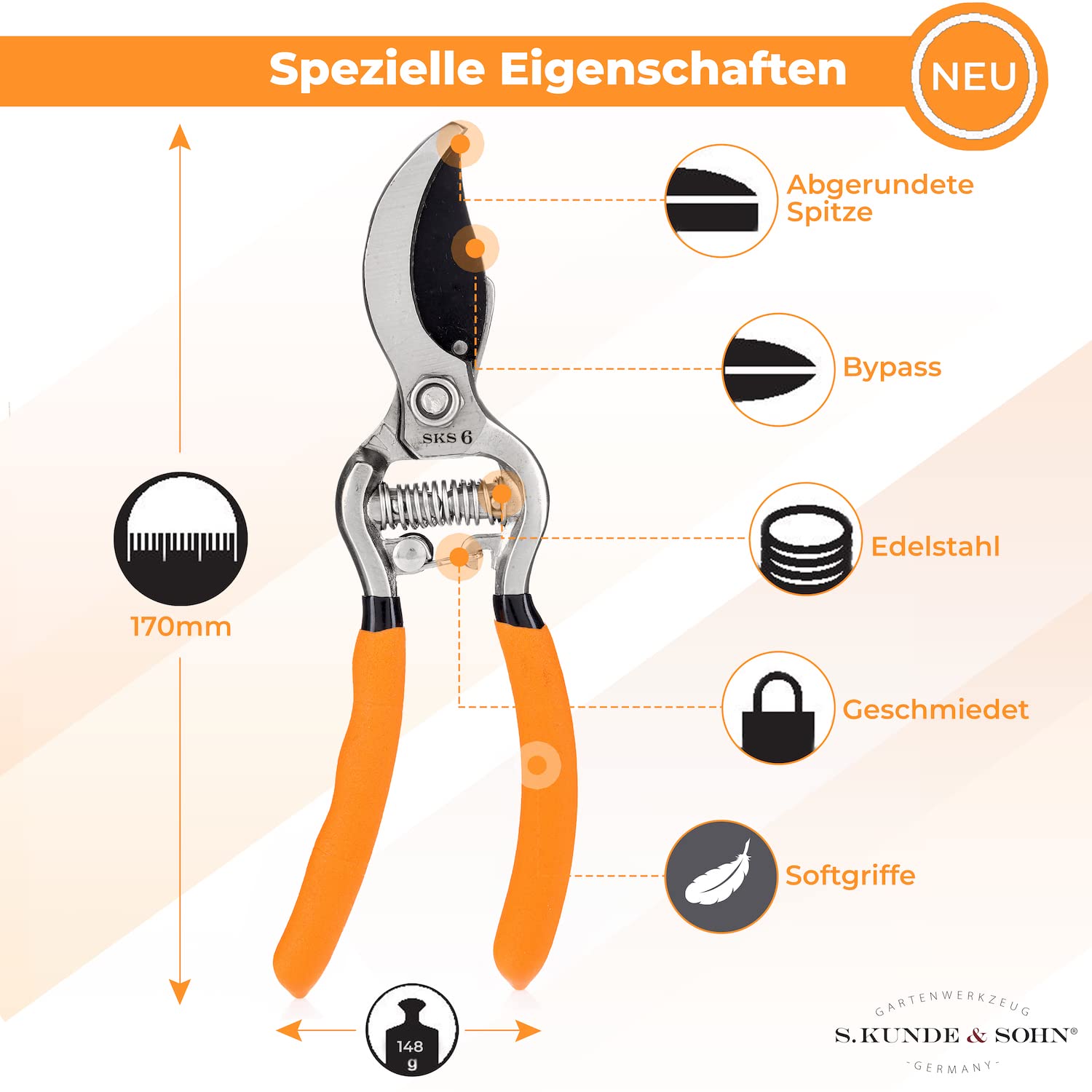 SKS 6 Tradition Jagd- & Zerwirkschere Orange
