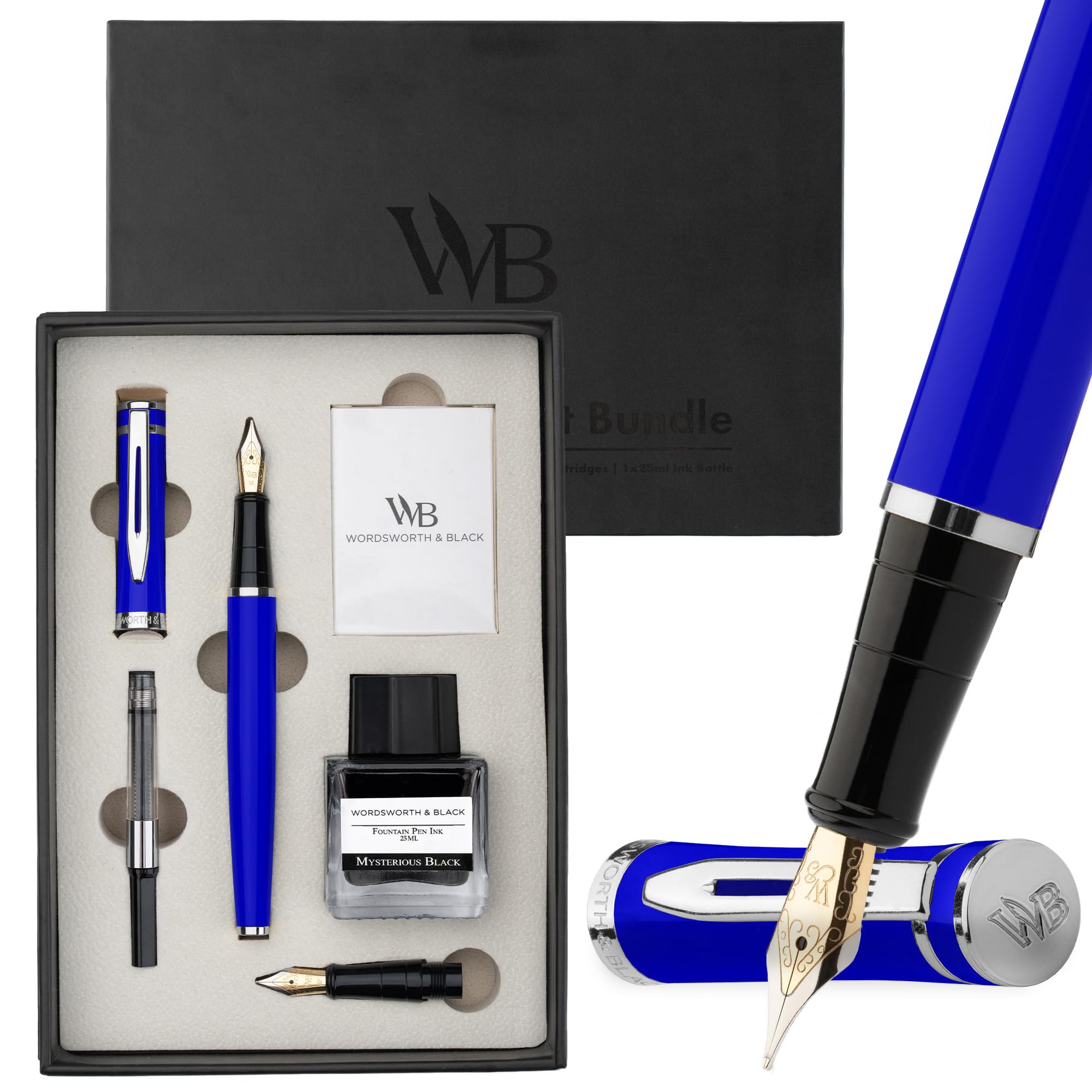 Amazon | Wordsworth & Black 万年筆セット、18K ゴールド中細および超
