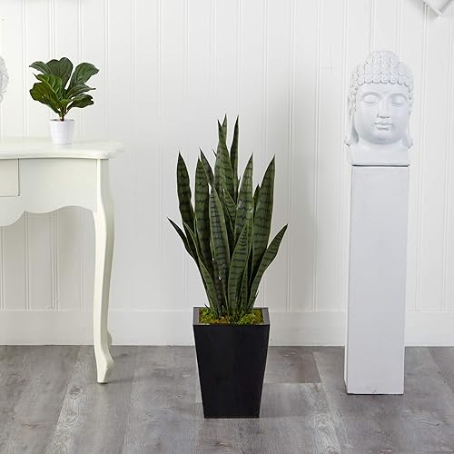 Miniatura 3 de Nearly Natural Sansevieria - Planta artificial de serpiente alta de 40 pulgadas, planta de serpiente sintética para decoración del hogar en interior