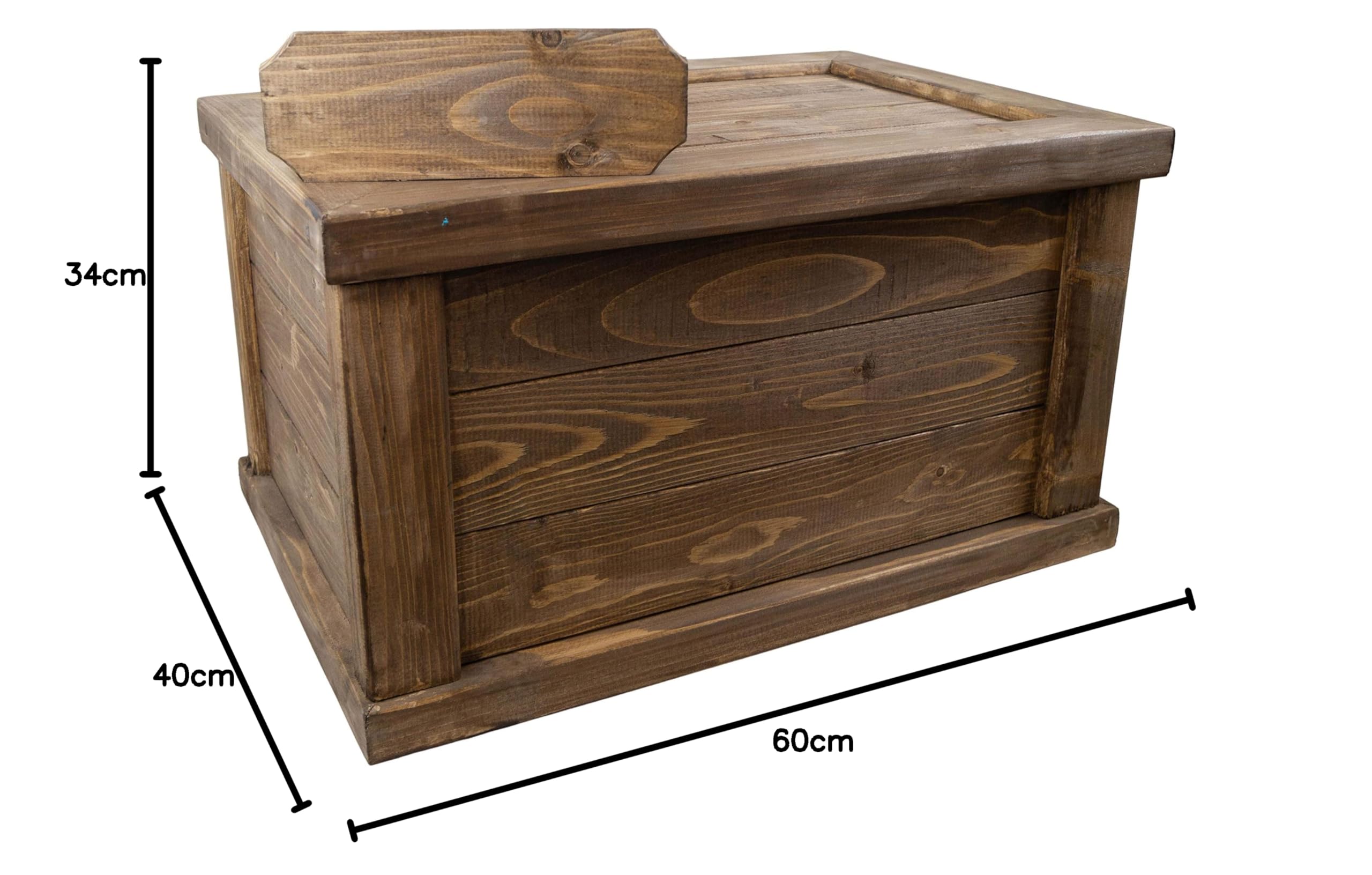 Kistenkolli Altes Land Massive Holztruhe mit Deckel und Schließzylinder Aufbewahrungsbox Hochzeitskiste Holz Truhe groß Maße 60x40x34cm Art: UK (braun)