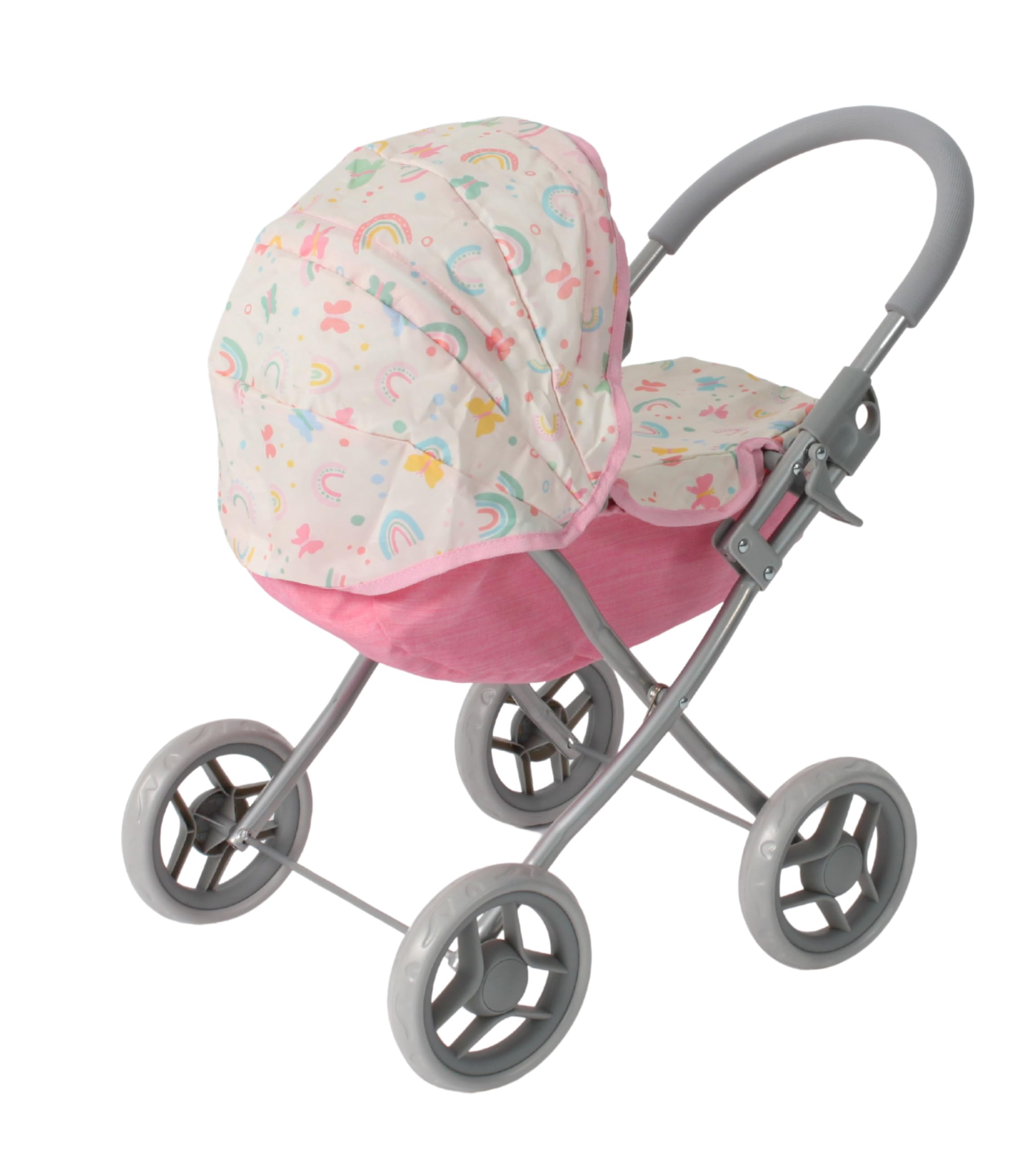 Bayer Chic 2000 Puppenwagen Lilli Schmetterlinge | Klassischer Kinderwagen | Klappbarer Puppenwagen im edlen Design. 55 cm Schieberhöhe, verstellbares Verdeck & ideal für Puppen bis 41 cm.