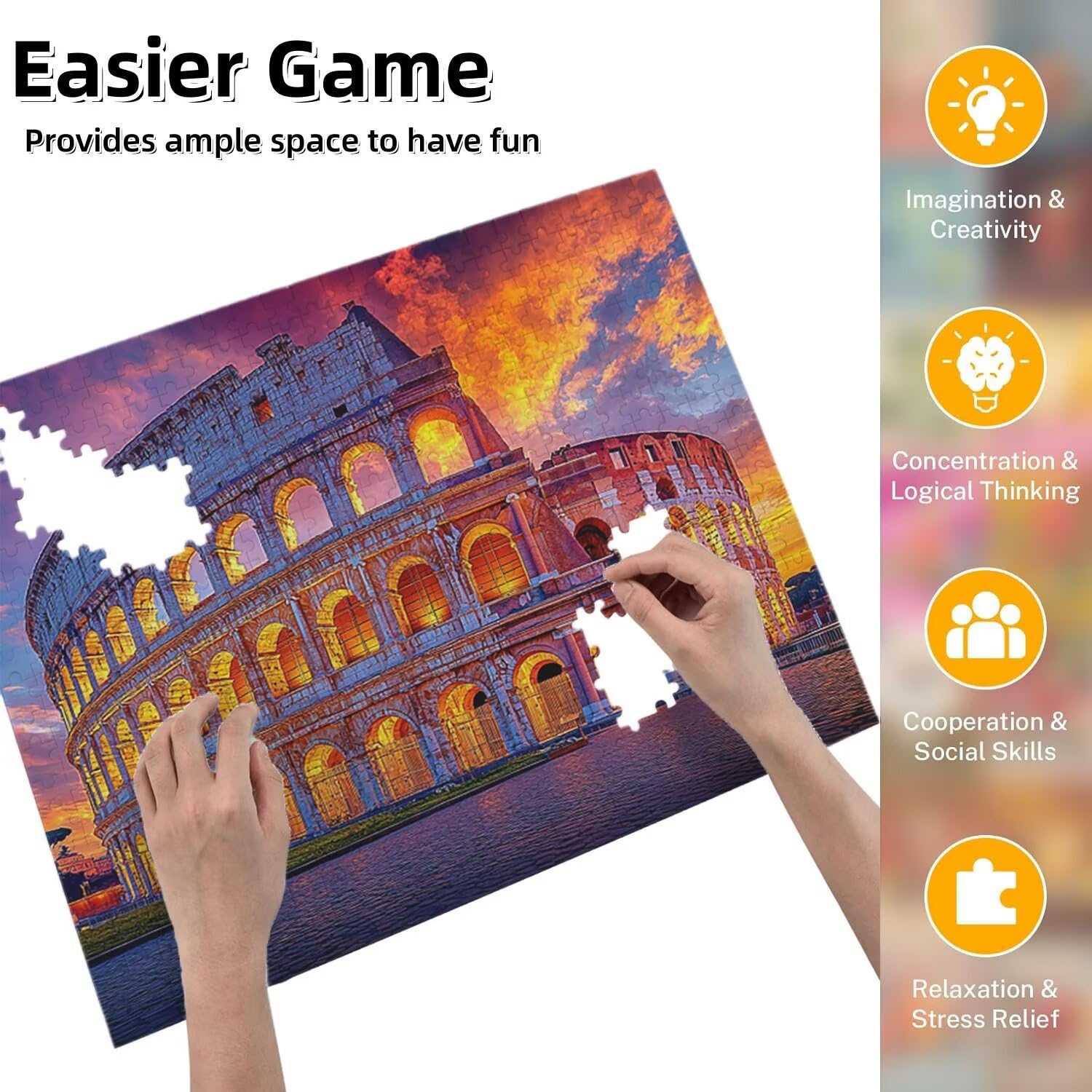 Jigsaw Puzzle, 4000 Pezzi Puzzle Classici, Colosseo Puzzle Rilassamento Intelligence, Mpossibile Difficile Puzzle Impegnativo per Adulti Puzzle Gioco Familiare, Regalo per Amore Amico fr0-386