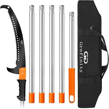 Grefinity Manual Pole Saw for Tree Trimming, 7.8 FT/2.4M Pruning Saw