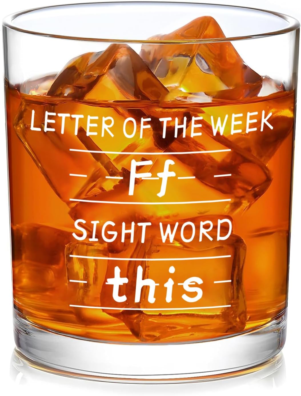 Slugeren Funny Teacher Whiskey Glass - Letter of the Week F Word This Week, 10oz Old Fashioned Gift for Appreciation Day