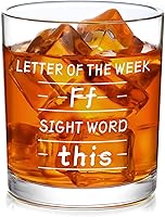 Slugeren Funny Teacher Whiskey Glass - Letter of the Week F Word This Week, 10oz Old Fashioned Gift for Appreciation Day
