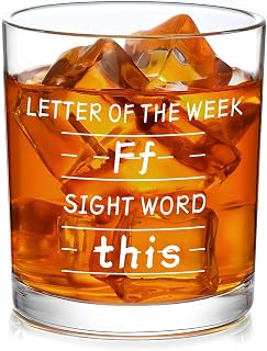 Slugeren Funny Teacher Whiskey Glass - Letter of the Week F Word This Week, 10oz Old Fashioned Gift for Appreciation Day