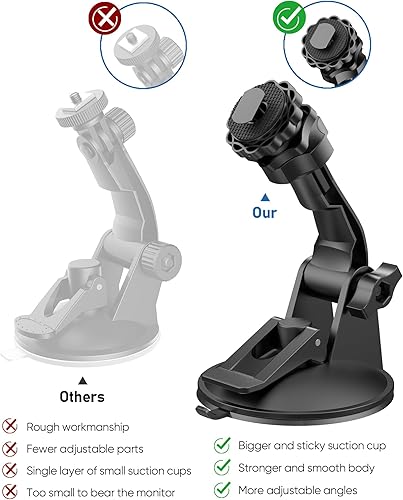 Miniatura 4 de Pixelman Soporte para monitor de cámara de respaldo, 7/9 pulgadas, soporte de parabrisas de doble ventosa para caravanas, camiones, furgonetas