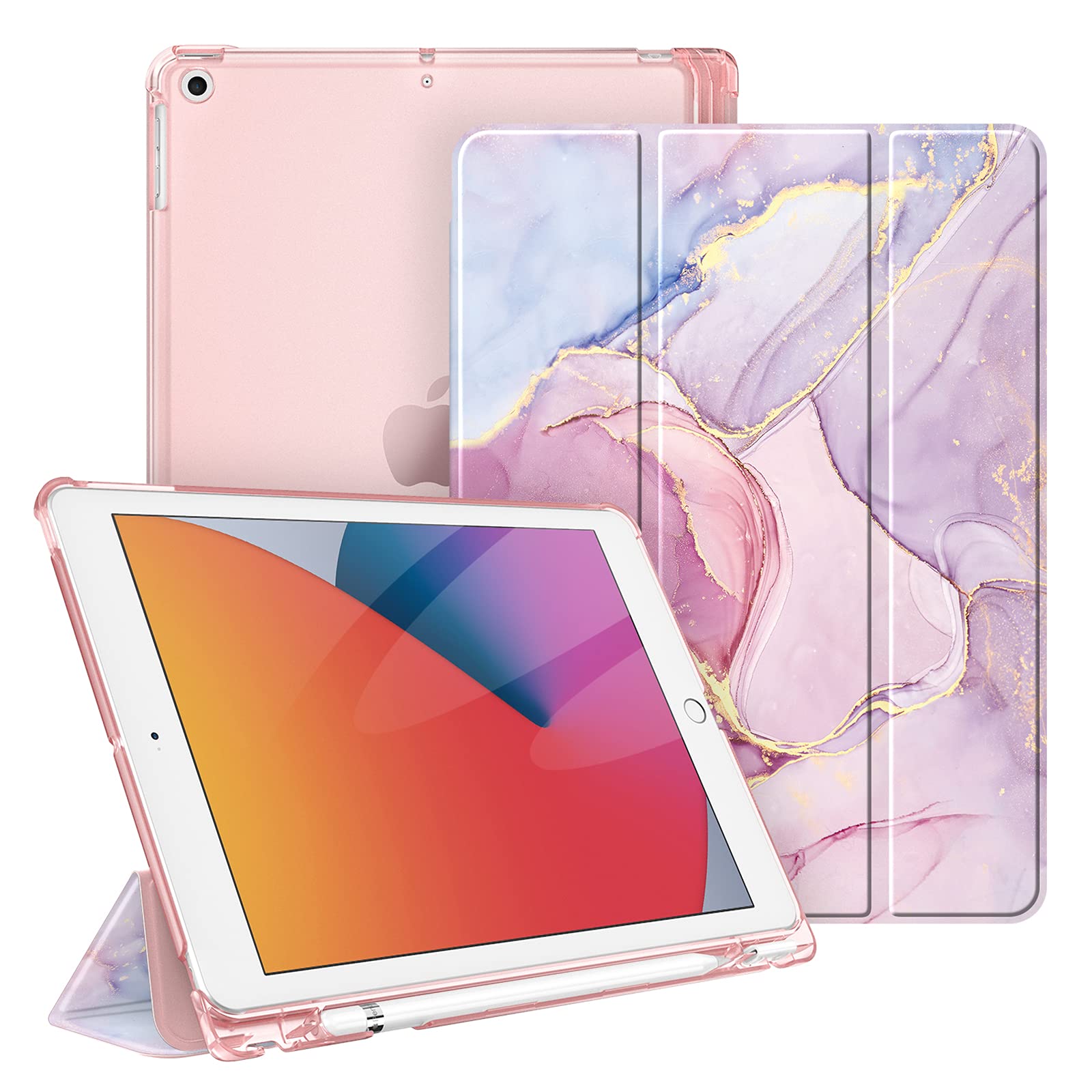 FINTIE Coque Compatible avec iPad 9e/8e/7e Génération 10.2 Pouces (2021/2020/2019) - [Rangement