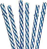 Vista 15 de Dakoufish Focos de plástico reutilizables y gruesos, de plástico, 12 piezas de 9 pulgadas, sin BPA, pajillas Mason Jar transparentes, a rayas, 6