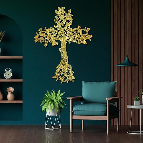 Miniatura 2 de Arte de pared de metal árbol de la vida, decoración de pared de cruz cristiana, decoración de pared de metal religioso, regalos cristianos, árbol de