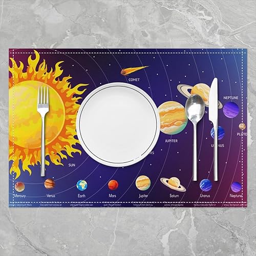 Miniatura 2 de jejeloiu Juego de 4 manteles individuales infantiles para mesa de comedor, juego de 4 manteles individuales de tela ultra suave con diseño de