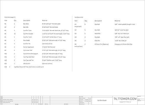 Miniatura 3 de Planos de hoja de caja de 3 puntos, accesorio de tractor raspador de caja de jardín, construye el tuyo propio