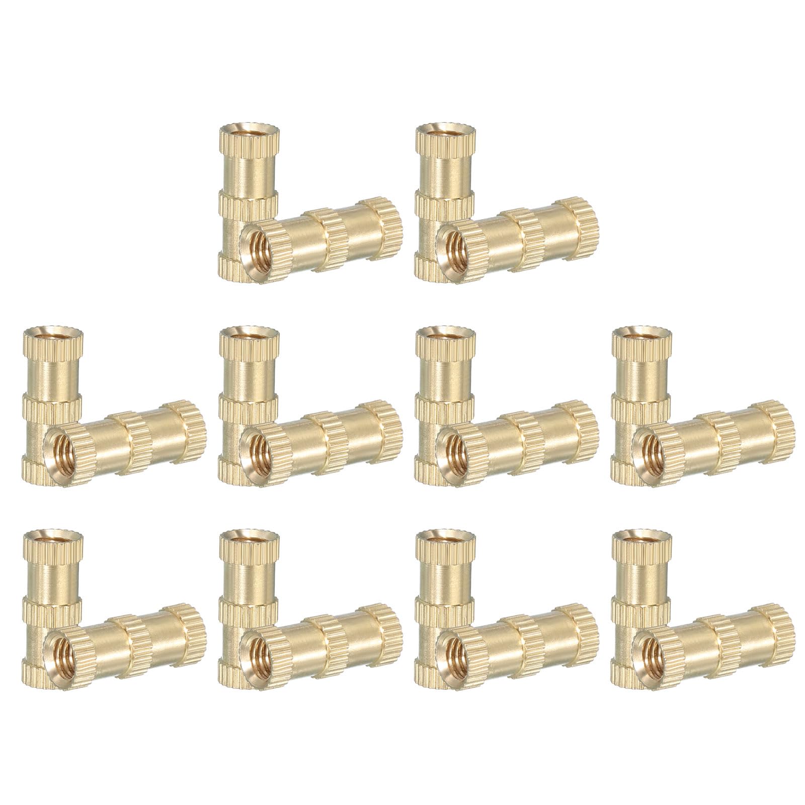 PATIKIL M6 Threaded Inserts, 20 Pcs Female Metric Brass Knurled Nuts Heat Set Insert for Plastic 3D Printing Components (M6x20x8mm)