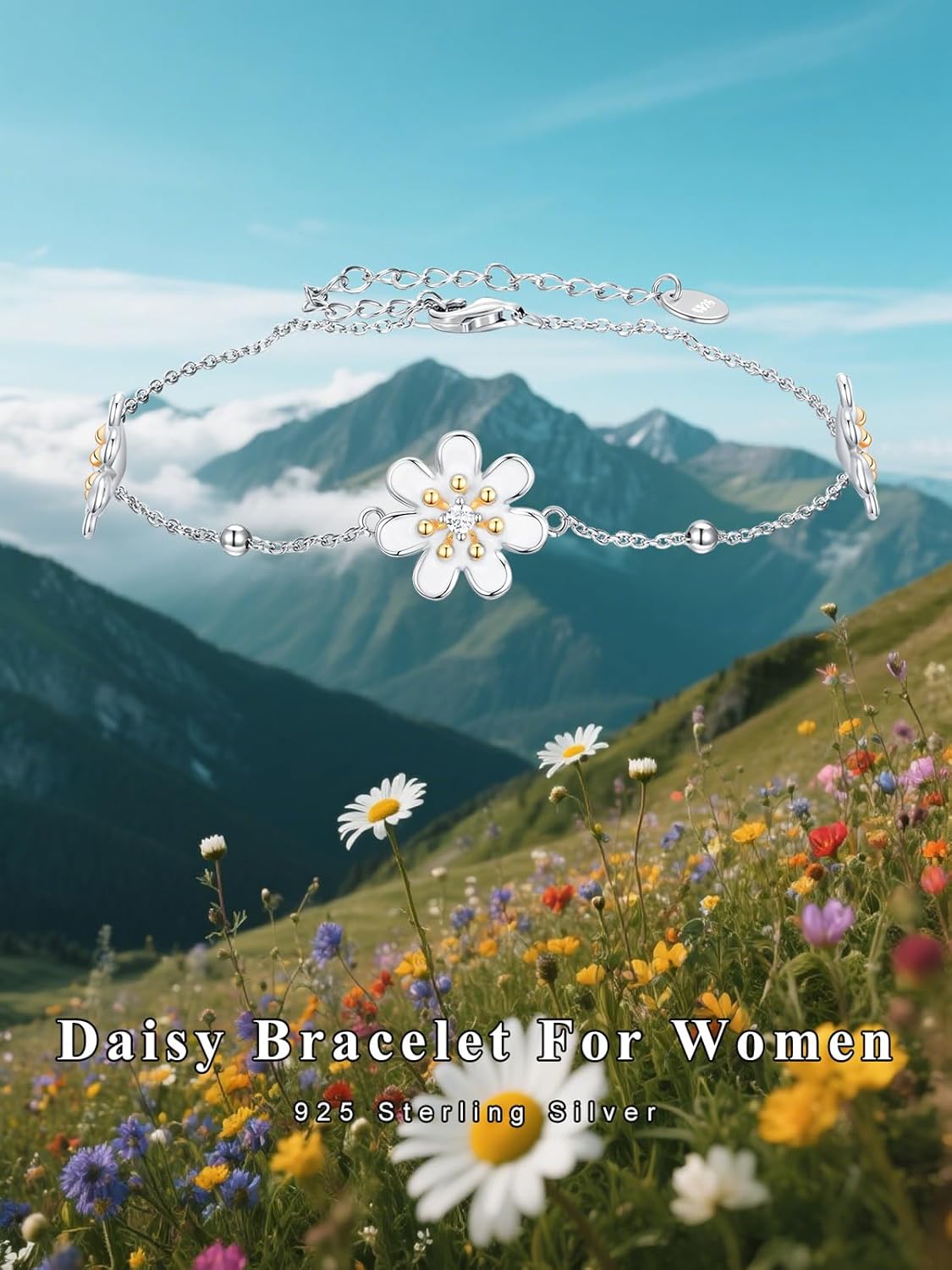 Sunflower Bracelet 925 Sterling Silver Daisy Sunflower Charm Bracelet Sunflower Jewelry for Women - Image 6