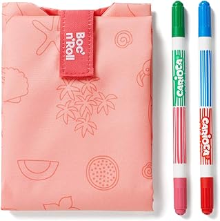 Roll'eat - Boc'n'Roll Paint | Sac à Collation à Colorier, Emballage à Sandwich Réutilisable et Ecologique sans BPA avec Marqueurs Lavables, Flamant Rose