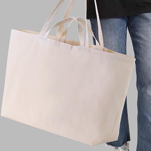 Miniatura 9 de Bolsa de lona grande y resistente de 27 x 16 x 8 pulgadas, extra grande, más grande, para compras, playa, bolsas reutilizables