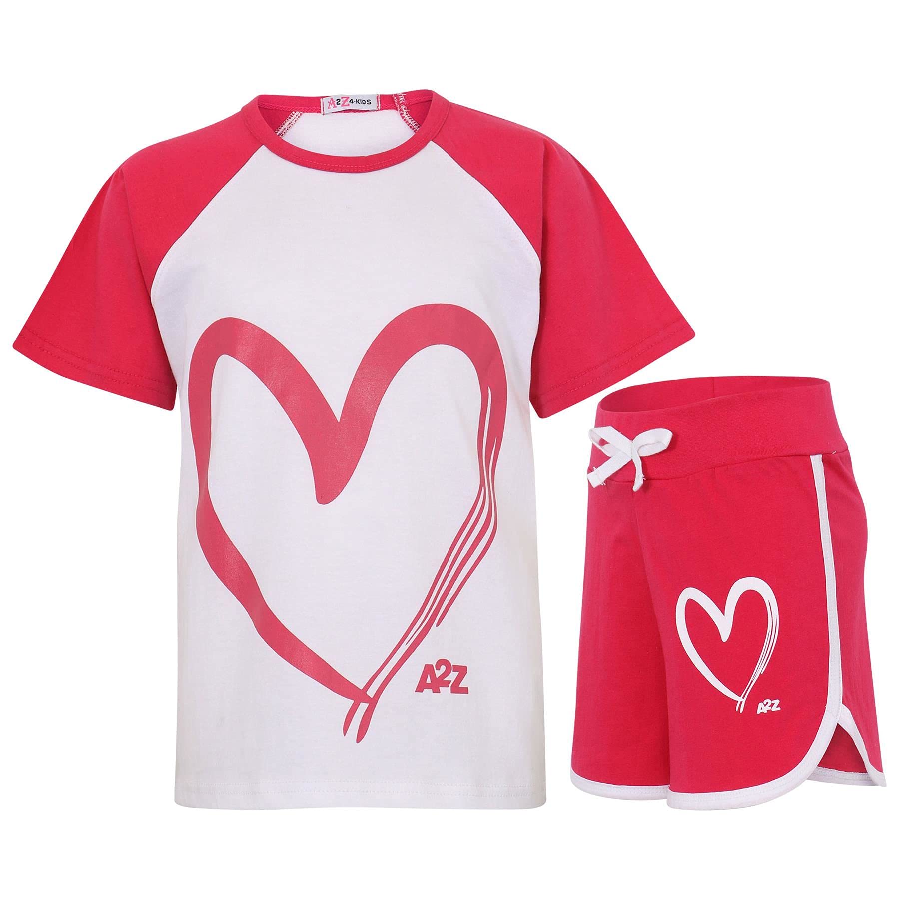 A2Z 4 Kids Ragazze Maglietta Top Pantaloncini Set Corto Manica Raglan Stile Sport Estate Abiti Abbigliamento Set Leggero Comodo Casual Abbigliamento 2 Pezzo Sets Età 5-13 Anni