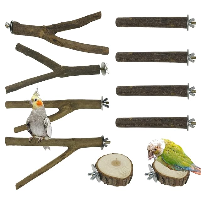 Allazone 10 Pz Perca de Pájaro, Perchas Naturales para Pájaros Pájaro de Madera Soporte de Perca