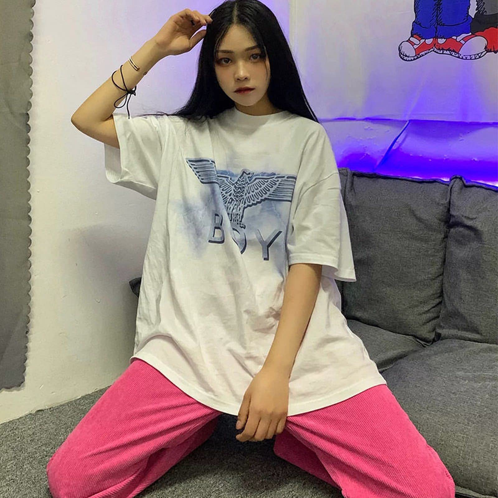 Pink Corduroy Wide Leg Pants Women 