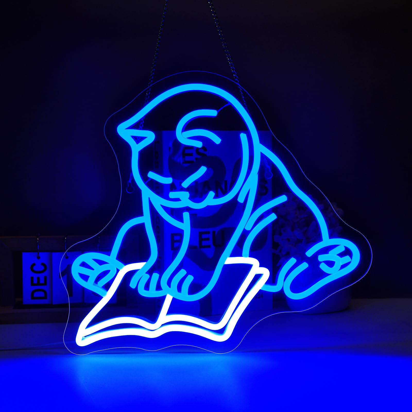 Pkshfja Cat Reading Book Neon Sign Led Light Up Signs for Wall Decor Usb Powered Neon Light Signs Indoor Light for Room Decor Holiday Gift