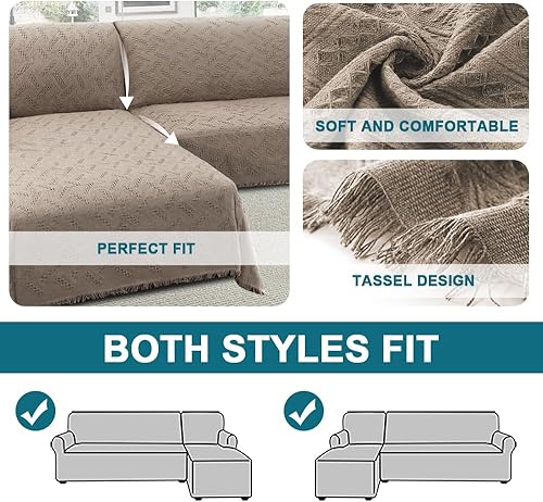 Miniatura 4 de Turquoize Fundas de sofá modulares en forma de L, funda de sofá seccional, lavable, 2 piezas, fundas de sofá para sofá seccional, con tela jacquard