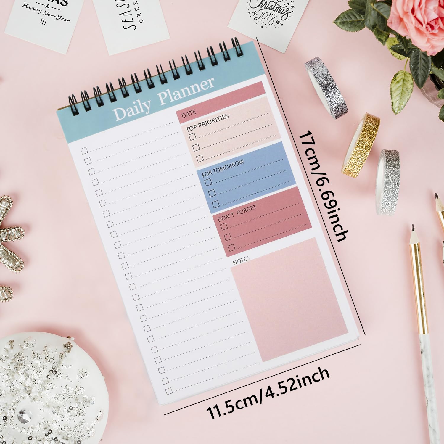 Blocco Note To-Do List - 52 Fogli A Strappo 14x21cm | Agenda Giornaliera Senza Data (Confezione Da 3) - Foto 7