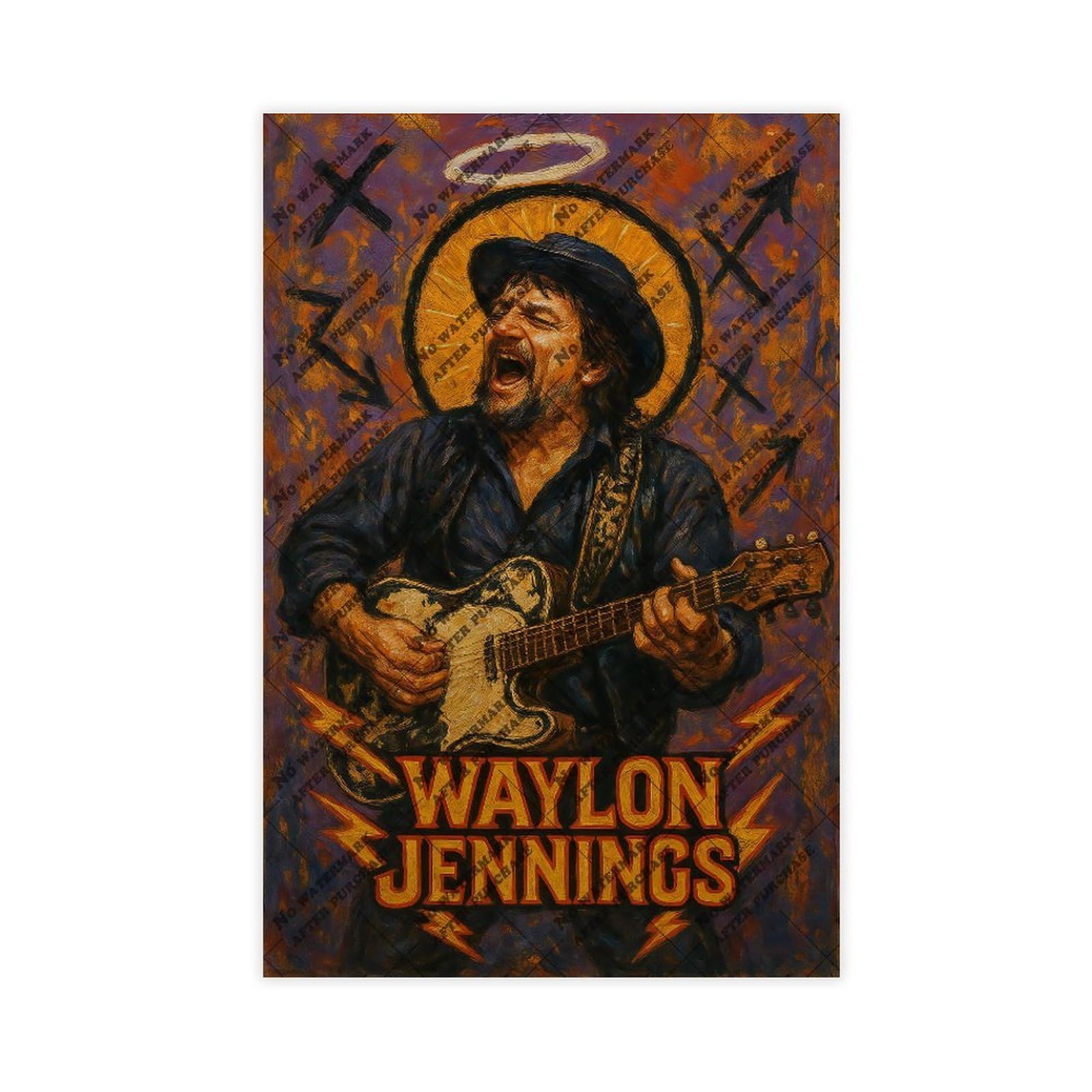 ZYGNBHL Poster della serie "Heaven Needs Country Music", cantante Waylon, decorazione per sala d'intrattenimento, idea regalo, 60 x 90 cm
