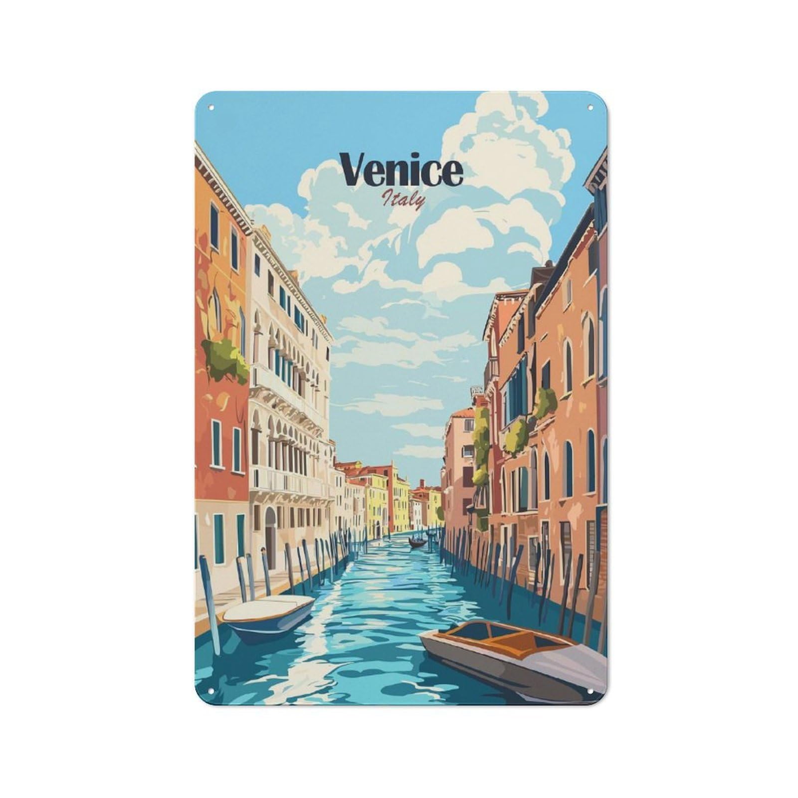 Junmoney Style-13 Farmhouse Metal Sign With Venice Canal Scene(2) Design 30X20cm, Rustic Country Wall Plaque For Cottage, Kitchen, Hallway Or Breakfast Nook