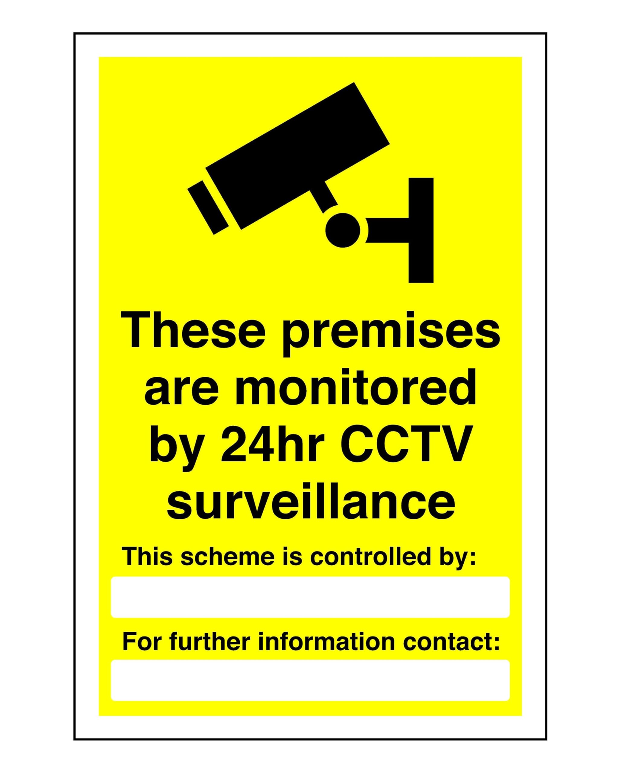 Safety First Display LTD These premises are monitored by 24hr CCTV sign- 3mm Aluminum Dibond for indoor/outdoor usage (300mm x 200mm) 7m Viewing Distance.