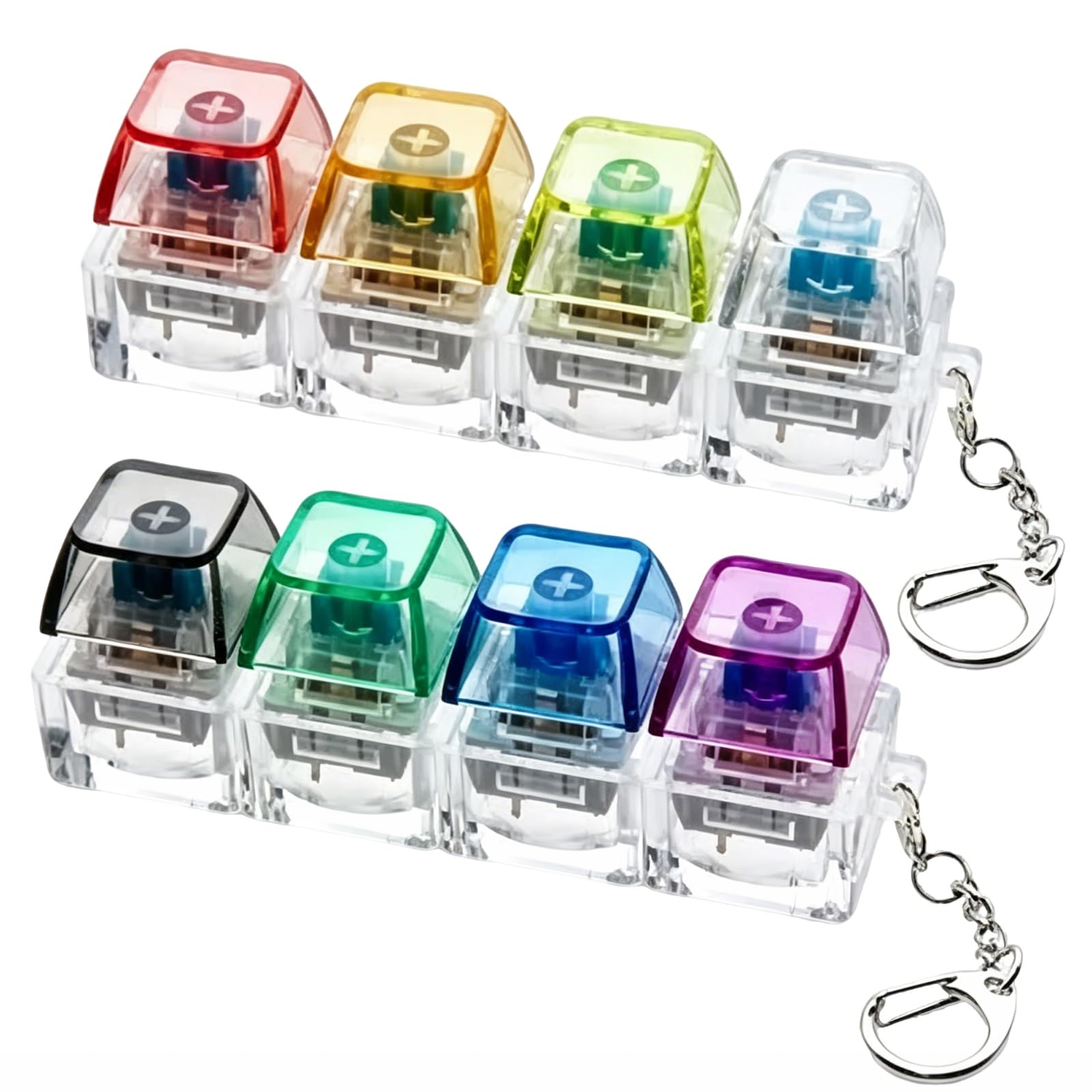 2 Pcs Keyboard Fidget Toys – Transparent Keychain Clicker Toys