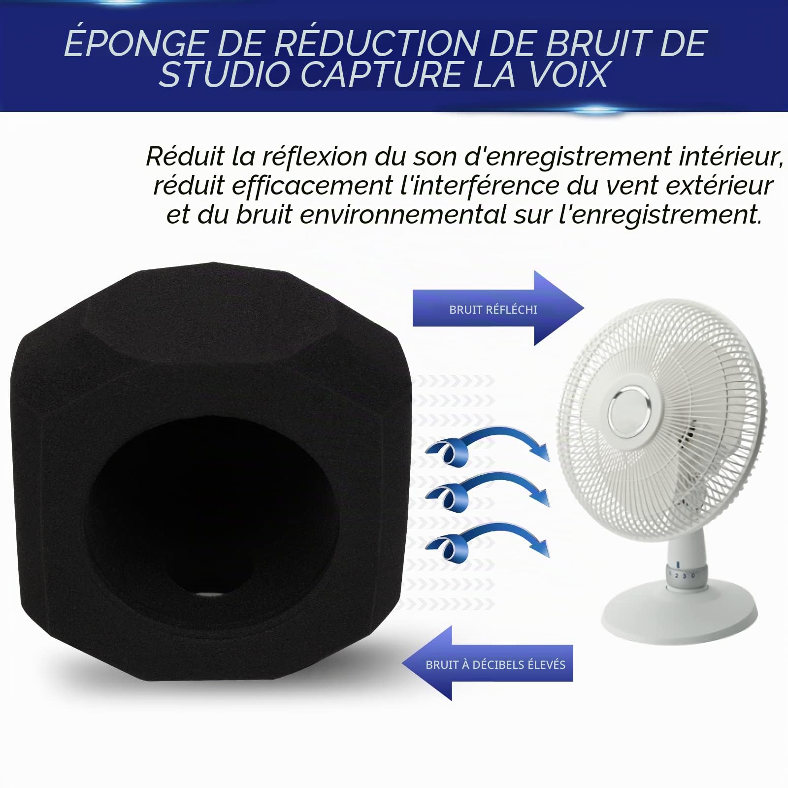 Filtre anti-pop pour microphone absorbant le bruit, couverture en mousse insonorisante pour microphone professionnel pour cabine vocale, vidéos YouTube