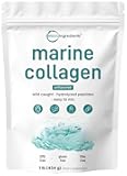 Micro Ingredients Marine Collagen Peptides Powder, 1 lb | Type I Marine Collagen + Natural Protein | Wild-Caught Fish Source | Unflavored | Supports Hair, Skin & Joint Health | Pescatarian, Non-GMO