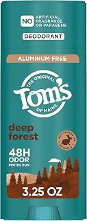 Tom’s of Maine Deep Forest Natural Deodorant for Men and Women, Aluminum Free, No Artificial Fragrances, Dyes, or Preservatives, Baking Soda Free, 48-Hour Odor Protection, 3.25 oz