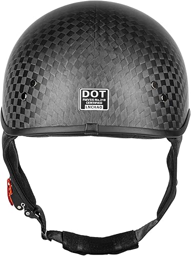 Miniatura 4 de Medio casco de motocicleta de fibra de carbono para adultos, hombres y mujeres, cascos retro de cara abierta aprobados por DOT con visera, diseño